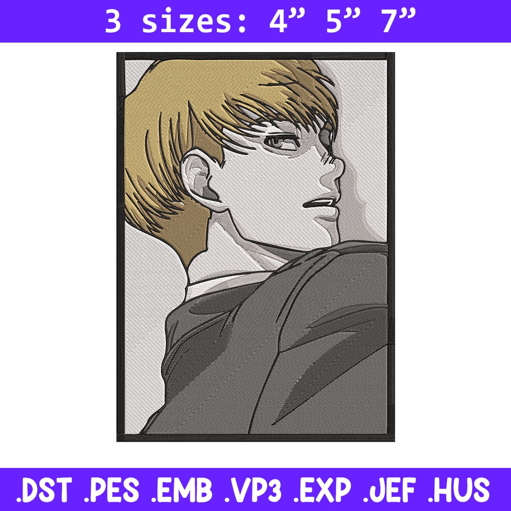 Armin poster Embroidery Design, Aot Embroidery, Embroidery File, Anime Embroidery, Anime shirt, Digital download.jpg