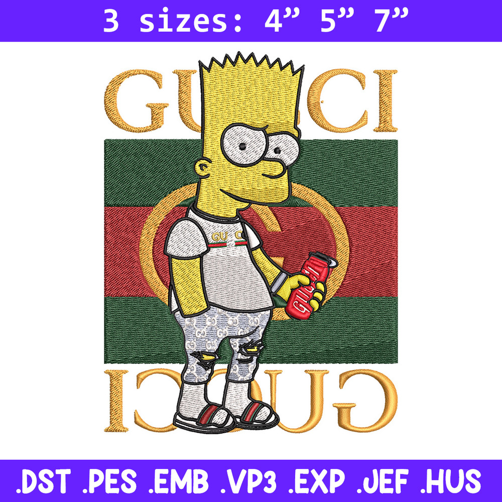 Bart gucci Embroidery Design, Gucci Embroidery, Embroidery File, Logo shirt, Sport Embroidery, Digital download.jpg