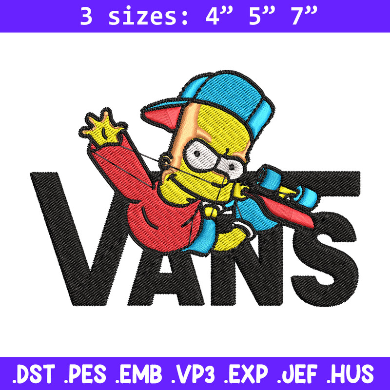 Bart Simpson Vans Embroidery design, Simpson Embroidery, cartoon design, Embroidery File, Digital download..jpg