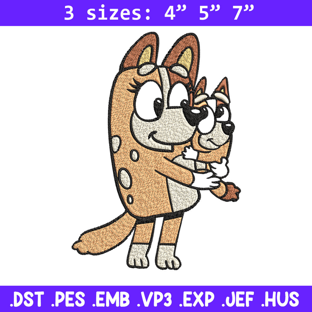 Bingo and her Mum Embroidery, Bluey Embroidery, Embroidery File, cartoon shirt, cartoon design, Digital download..jpg