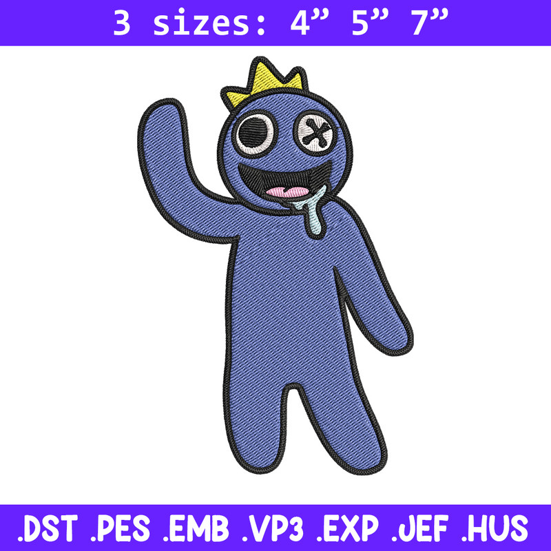 Blue Rainbow Embroidery Design, Rainbow Friends Embroidery, Embroidery File, Anime Embroidery, Digital download..jpg