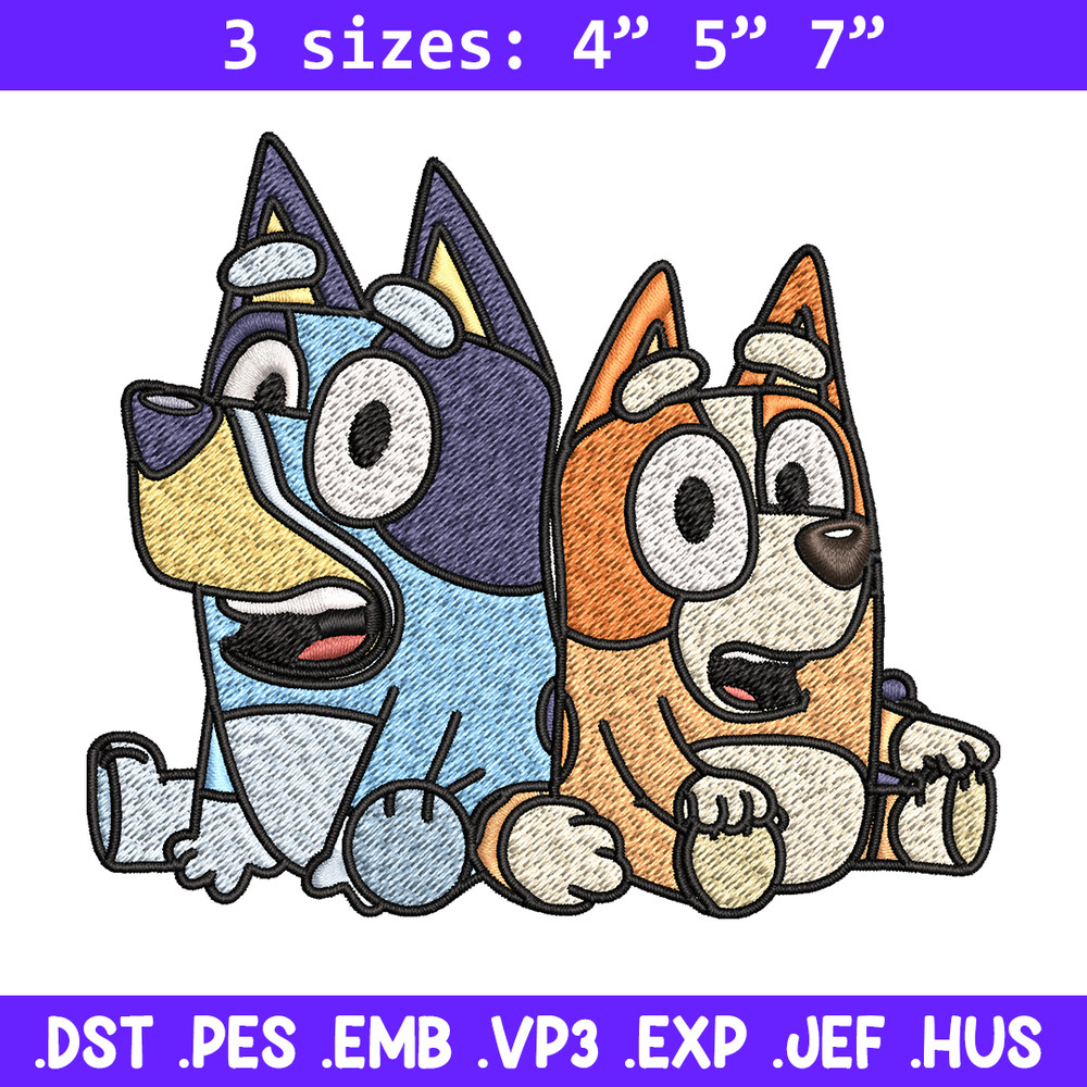 Bluey and Bingo Embroidery, Bluey Embroidery, Embroidery File, cartoon design, cartoon shirt, Digital download..jpg