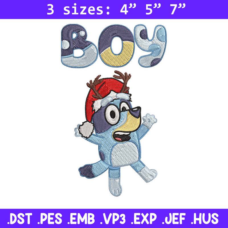 Bluey boy Embroidery Design, Bluey Embroidery, Embroidery File, Chrismas Embroidery, Anime shirt, Digital download.jpg