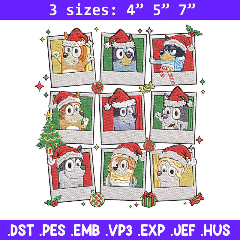 Bluey chrismas Embroidery Design, Bluey Embroidery, Embroidery File, Anime Embroidery, Anime shirt, Digital download.jpg