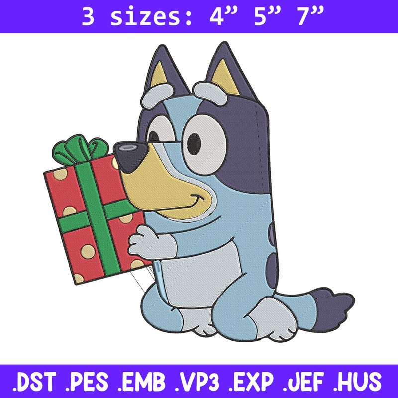 Bluey gift Embroidery Design, Bluey Embroidery, Embroidery File, Chrismas Embroidery, Anime shirt, Digital download.jpg