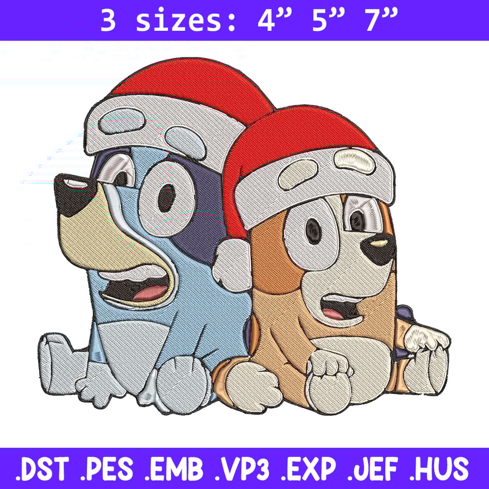 Bluey x Bingo Embroidery Design, Bluey Embroidery, Embroidery File, Chrismas Embroidery, Anime shirt, Digital download.jpg