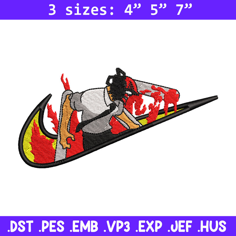 Chainsaw man Nike embroidery design, Chainsaw man embroidery, Nike design, anime design, anime shirt, Digital download.jpg