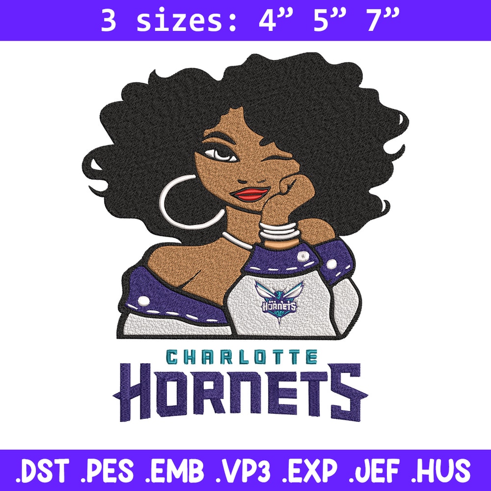 Charlotte Hornets girl embroidery design, NBA embroidery, Sport embroidery, Embroidery design, Logo sport embroidery..jpg