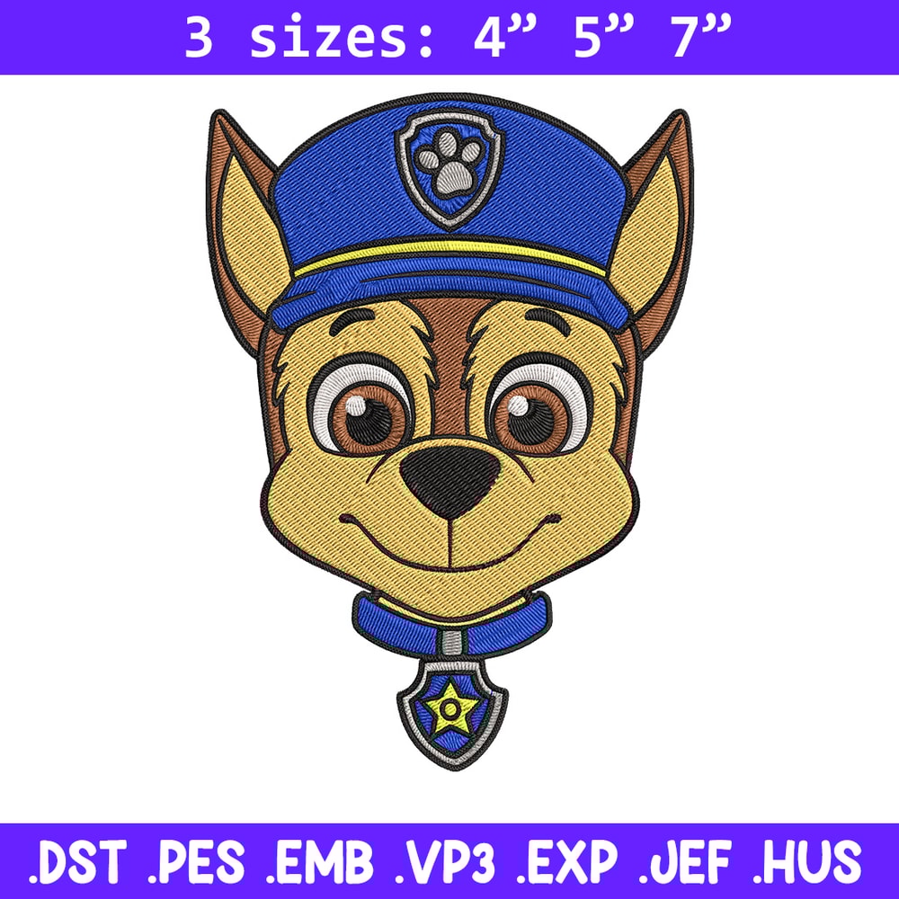 Chase dog Embroidery Design, Paw Patrol Embroidery, Embroidery File,Anime Embroidery, Anime shirt, Digital download.jpg