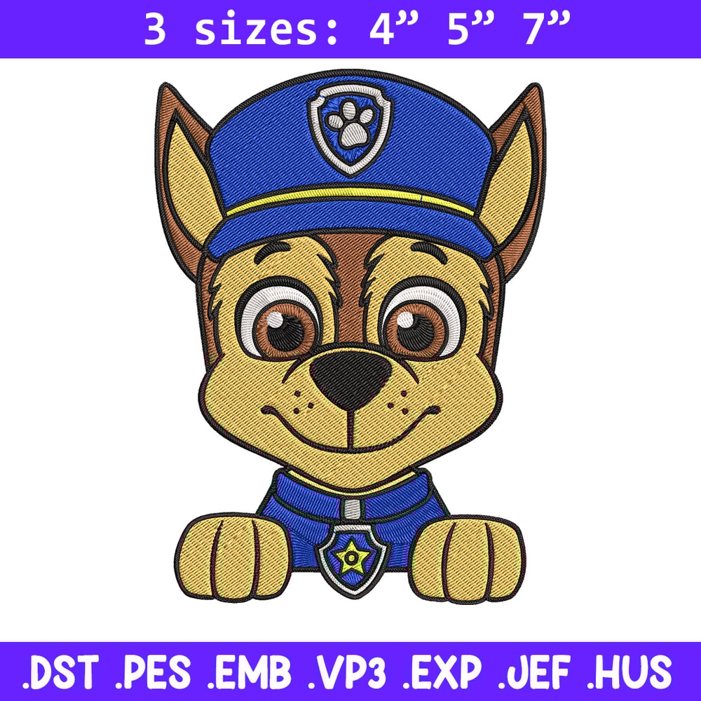 Chase Embroidery Design, Paw Patrol Embroidery, Embroidery File, Anime Embroidery, Anime shirt, Digital download.jpg
