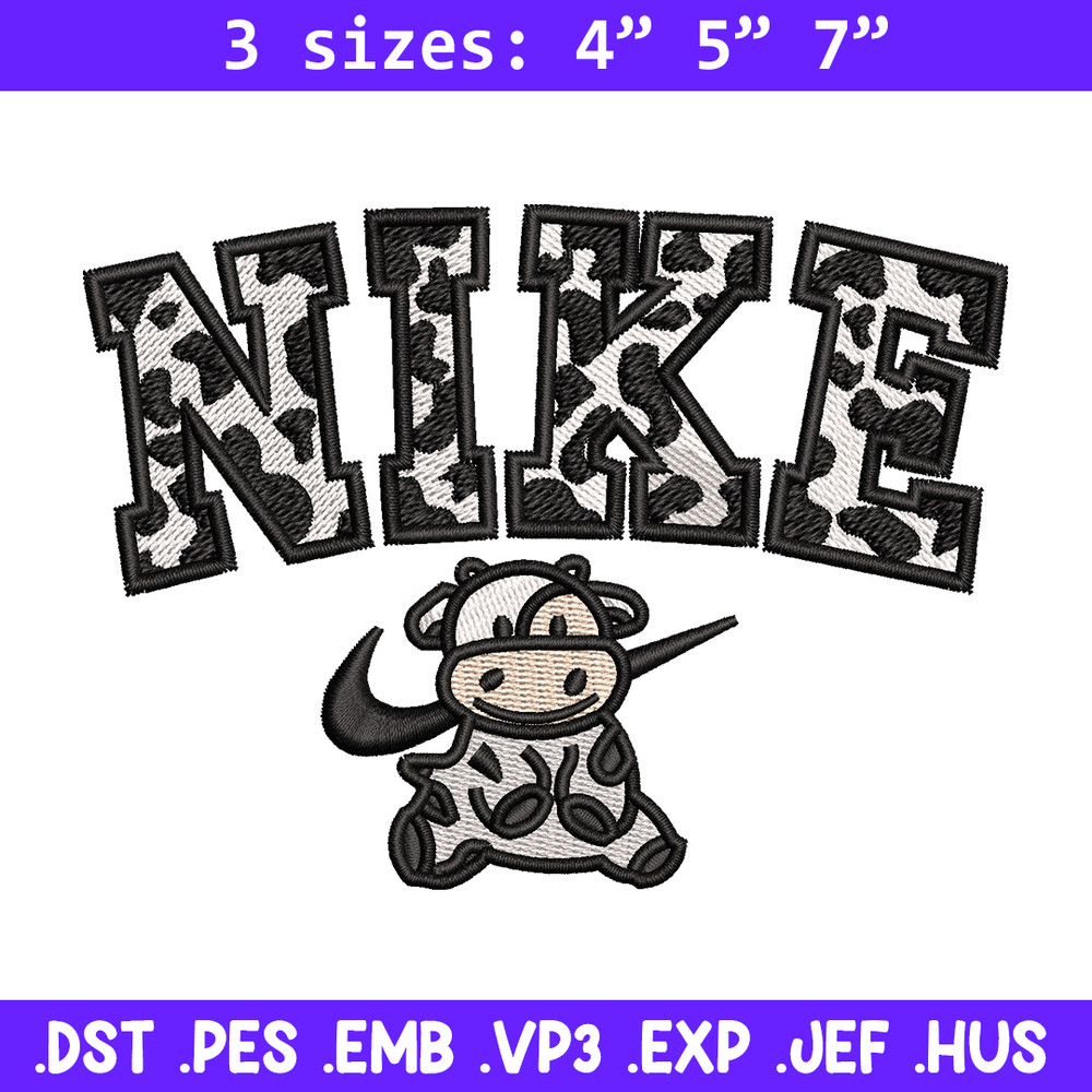 Dairy cow x nike embroidery design, Cow embroidery, Nike design, Embroidery shirt, Embroidery file, Digital download.jpg
