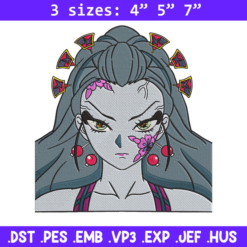 Daki face Embroidery Design, Demon slayer Embroidery, Embroidery File, Anime Embroidery, Anime shirt, Digital download.jpg