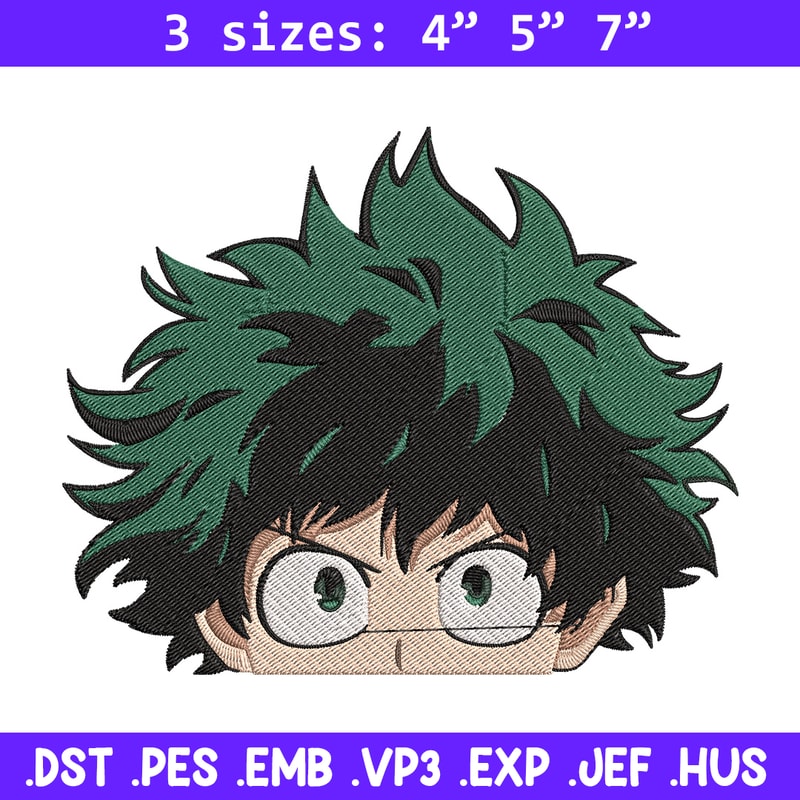 Deku face Embroidery Design, Mha Embroidery, Embroidery File, Anime Embroidery, Anime shirt, Digital download.jpg