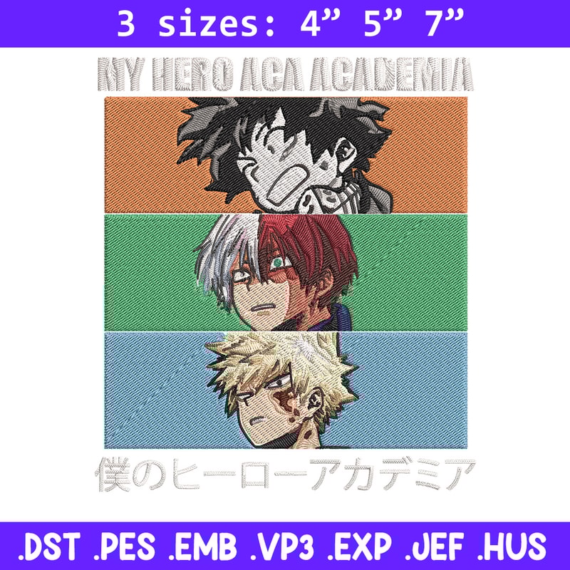 Deku friends Embroidery Design, Mha Embroidery, Embroidery File, Anime Embroidery, Anime shirt, Digital download.jpg