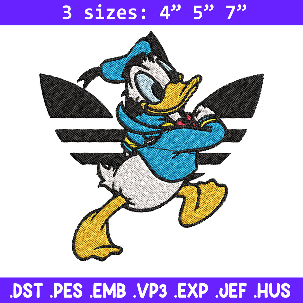 Duck cartoon adidas Embroidery Design, Adidas Embroidery, Brand Embroidery, Embroidery File, Logo shirt,Digital download.jpg