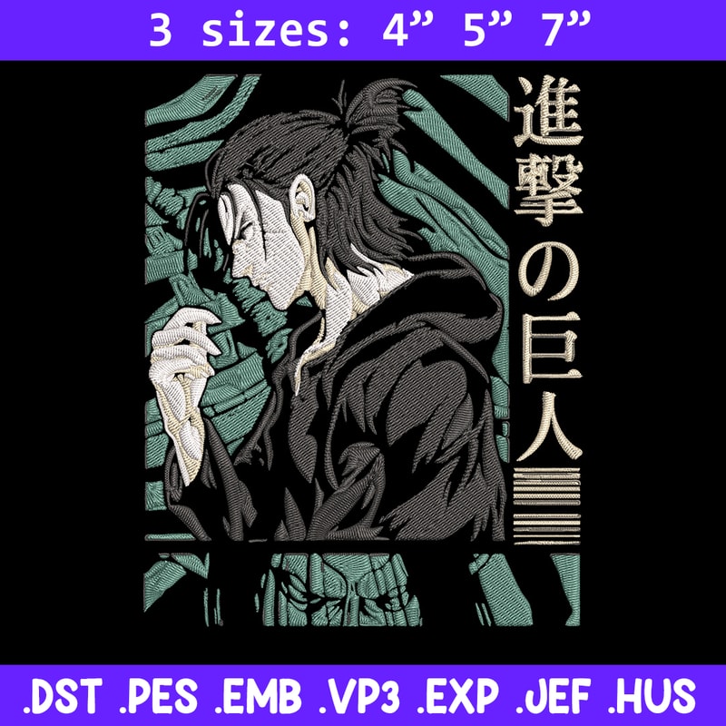 Eren poster Embroidery Design, Aot Embroidery,Embroidery File, Anime Embroidery, Anime shirt, Digital download.jpg