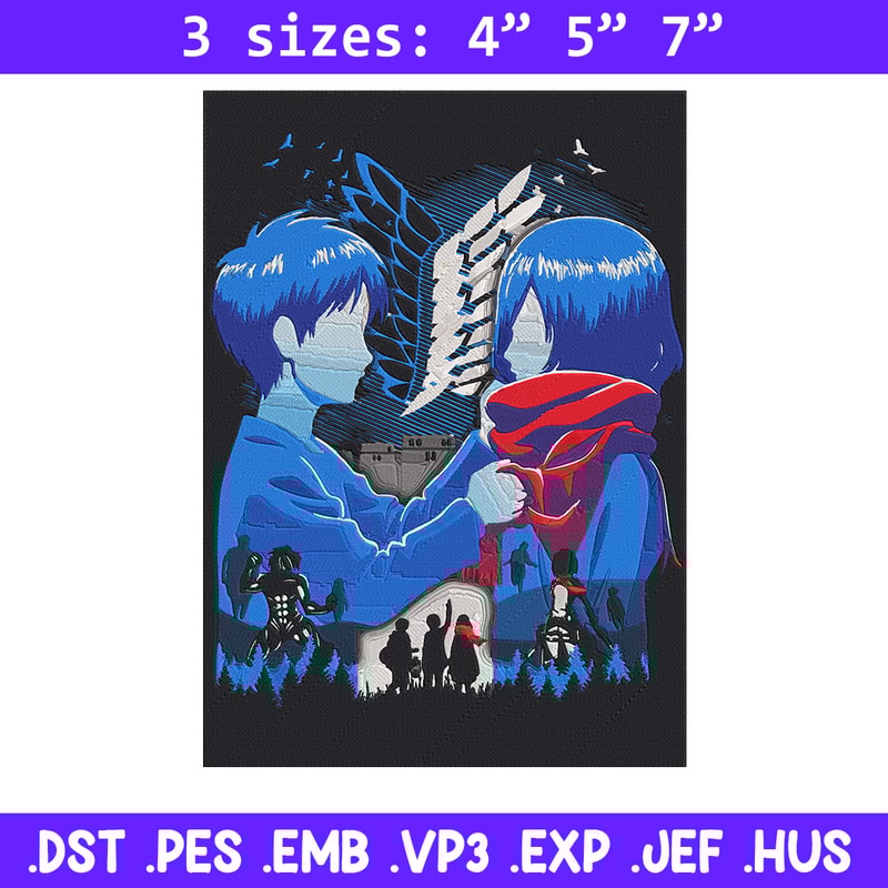 Eren x mikasa Embroidery Design, Aot Embroidery,Embroidery File, Anime Embroidery, Anime shirt, Digital download.jpg