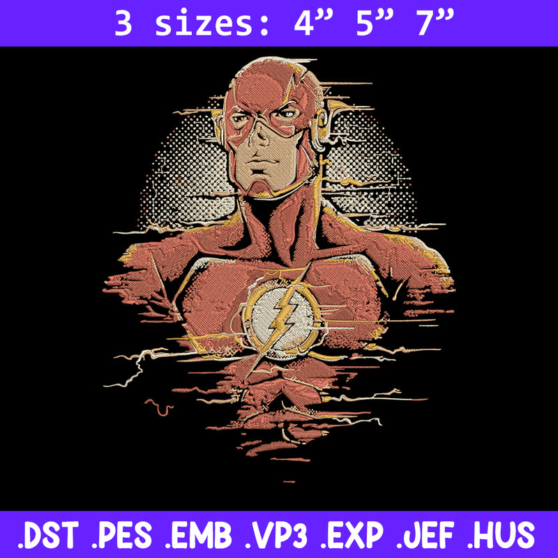 Flash poster Embroidery Design, DC comics Embroidery, Embroidery File, Anime Embroidery, Anime shirt, Digital download.jpg