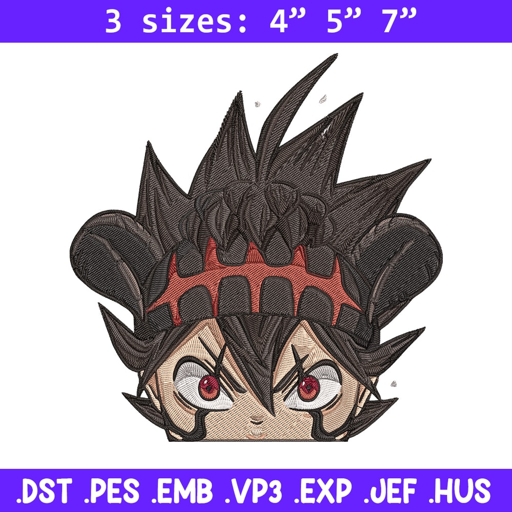 Asta Peeker Embroidery Design, Black clover Embroidery, Embroidery File, Anime Embroidery, Anime shirt, Digital download.jpg