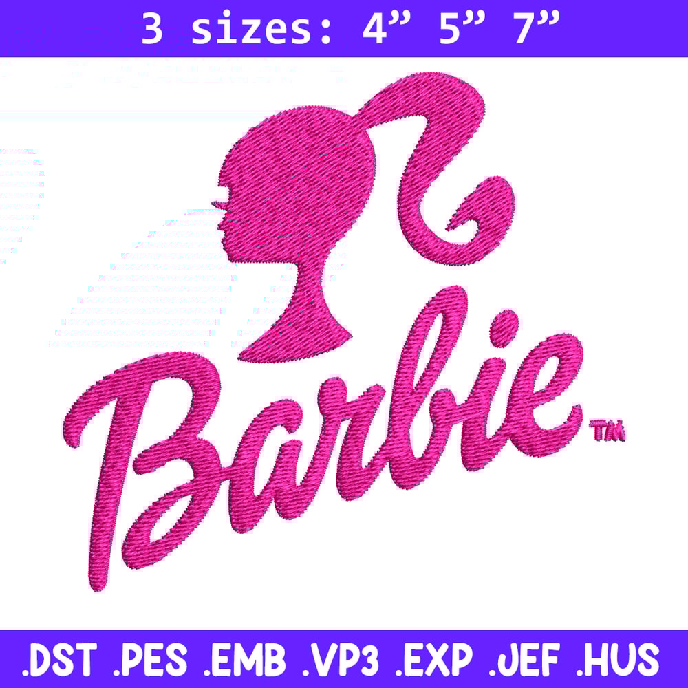 Barbie logo and her Embroidery, Barbie logo and her Embroidery, logo design, Embroidery File, Digital download..jpg