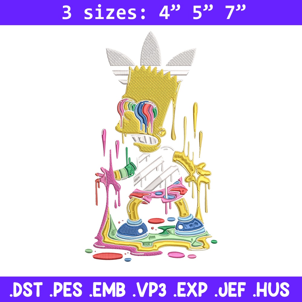 Bart simpson Embroidery Design, Simpson Embroidery, Embroidery File, Adidas Embroidery, Anime shirt, Digital download..jpg