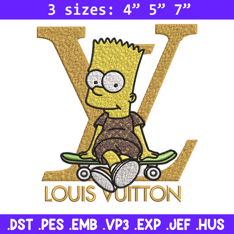 Bart simpson lv Embroidery Design, LV Embroidery, Embroidery File, Logo shirt, Sport Embroidery, Digital download.jpg