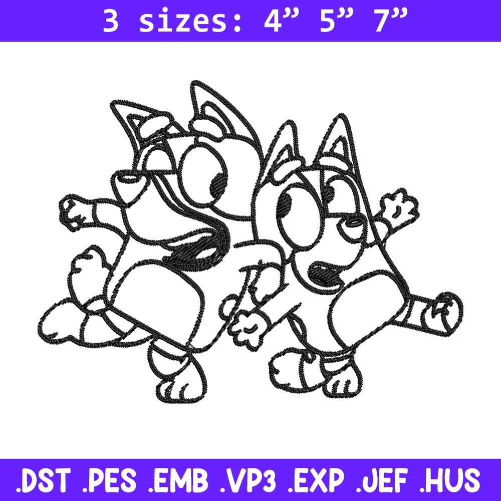 Bingo Bluey Coloring Pages Embroidery, Bluey Embroidery, Embroidery File, cartoon design, logo shirt, Digital download..jpg