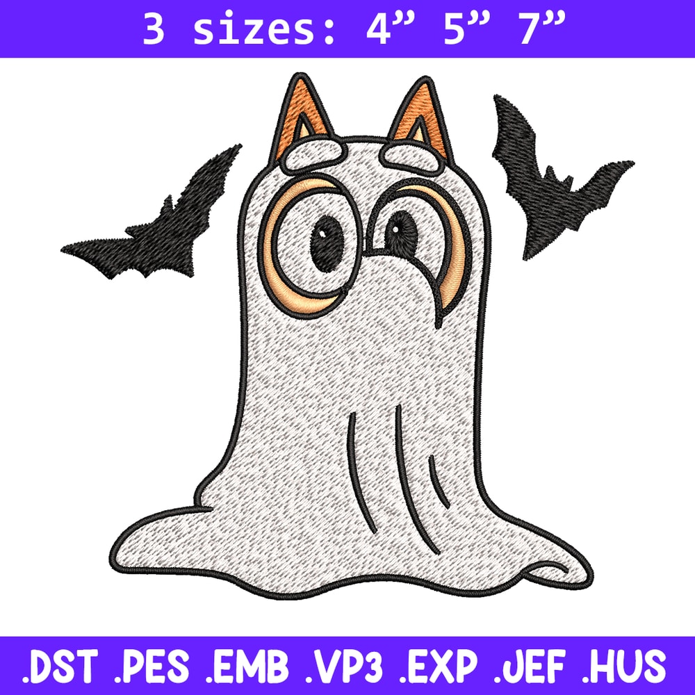 Bingo Ghost Halloween Embroidery design, Halloween Embroidery, cartoon design, Embroidery File, Digital download..jpg