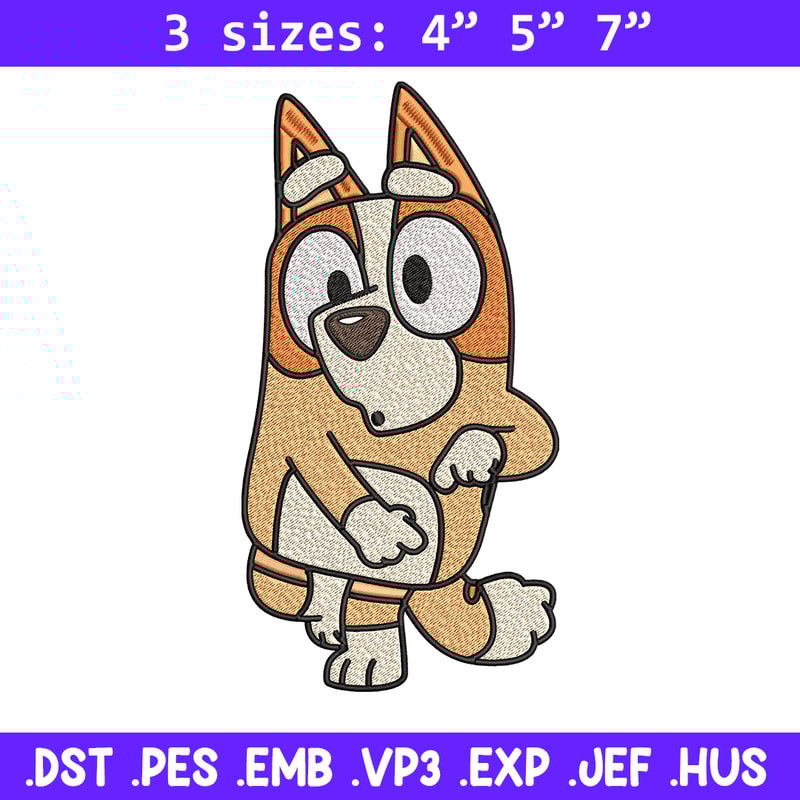 Bingo Heeler Embroidery, Bluey cartoon Embroidery, Embroidery File, cartoon design, cartoon shirt, Digital download..jpg