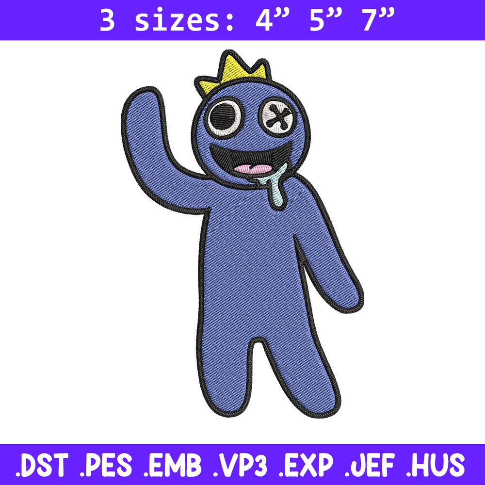 Blue Rainbow Embroidery Design, Rainbow Friends Embroidery, Embroidery File, Anime Embroidery, Digital download..jpg