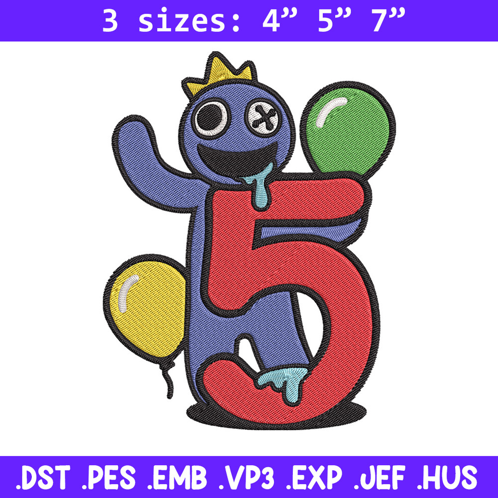 Blue Rainbow Embroidery Design, Rainbow Friends Embroidery, Embroidery File, Anime Embroidery, Digital download.jpg