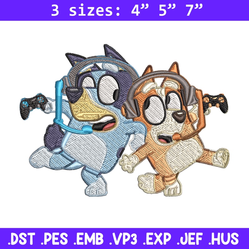 Bluey bingo headphones Embroidery, Bluey Embroidery, Embroidery File, cartoon shirt, cartoon design, Digital download..jpg