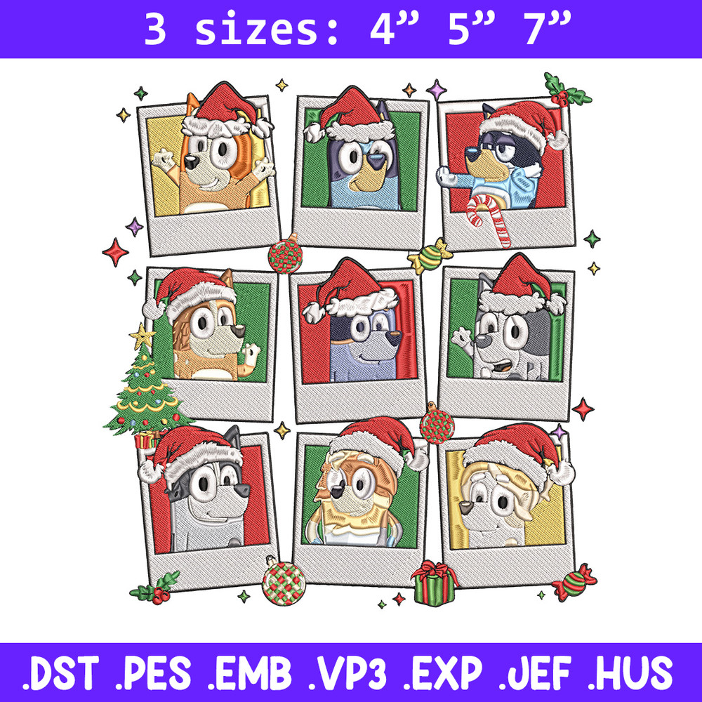 Bluey chrismas Embroidery Design, Bluey Embroidery, Embroidery File, Anime Embroidery, Anime shirt, Digital download.jpg