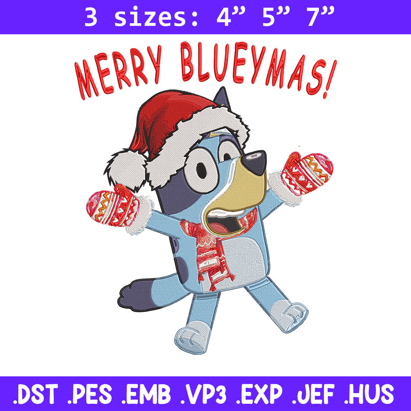 Bluey chrismas Embroidery Design, Bluey Embroidery, Embroidery File,Chrismas Embroidery, Anime shirt, Digital download.jpg