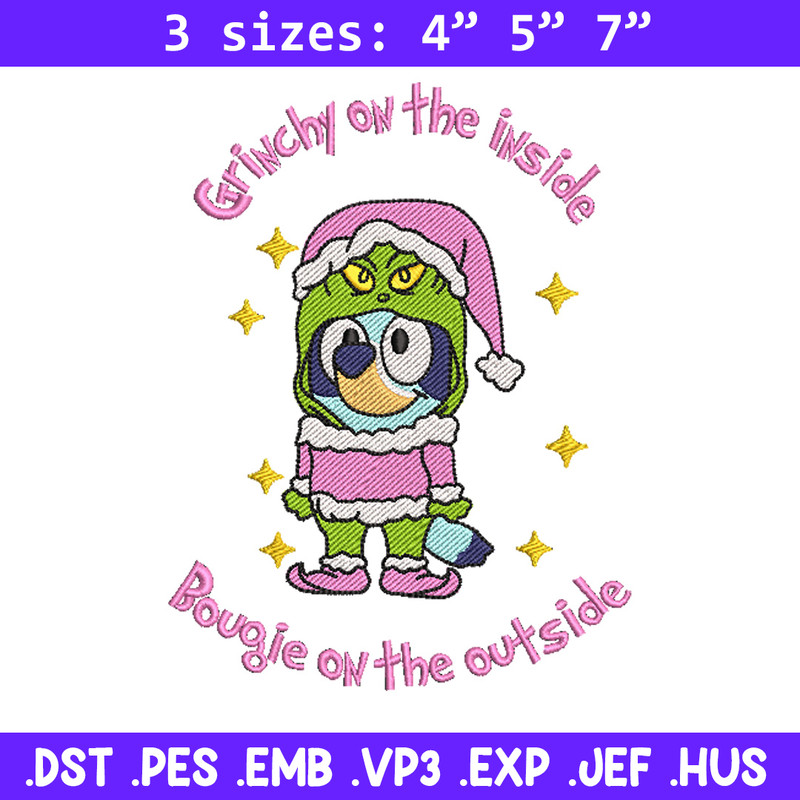 Bluey grinchy embroidery design, Bluey embroidery, Chrismas design, Embroidery file, Embroidery shirt,Digital download.jpg