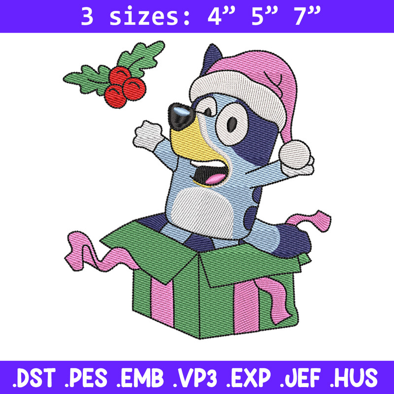 Bluey merry embroidery design, Bluey embroidery, Chrismas design, Embroidery file, Embroidery shirt, Digital download.jpg
