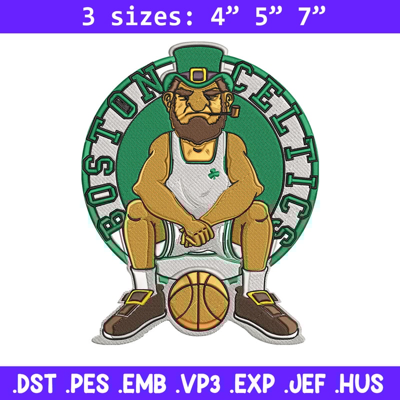 Boston Celtics mascot embroidery design, NBA embroidery, Sport embroidery, Logo sport embroidery, Embroidery design.jpg
