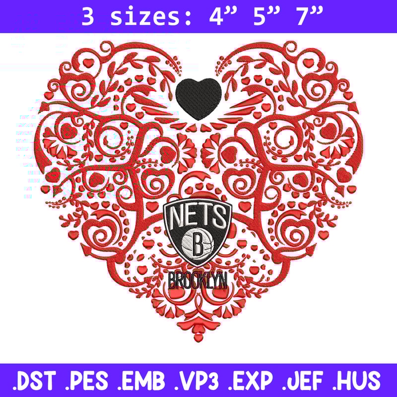 Brooklyn Nets heart embroidery design, NBA embroidery,Sport embroidery, Logo sport embroidery, Embroidery design.jpg
