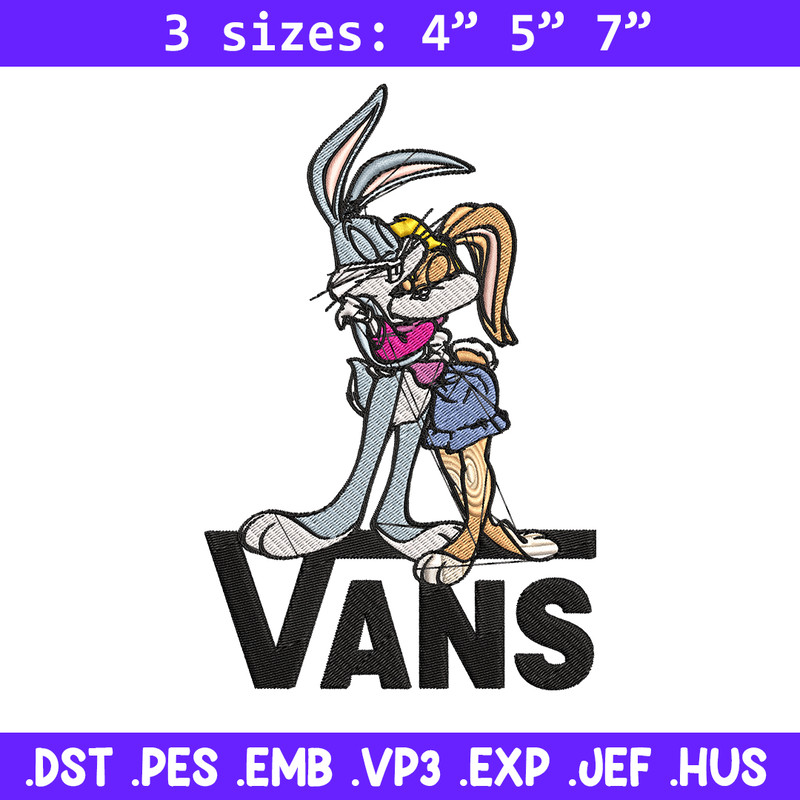 Bugs and Lola Bunny Vans Embroidery design, cartoon Embroidery, cartoon design, Embroidery File, Digital download..jpg