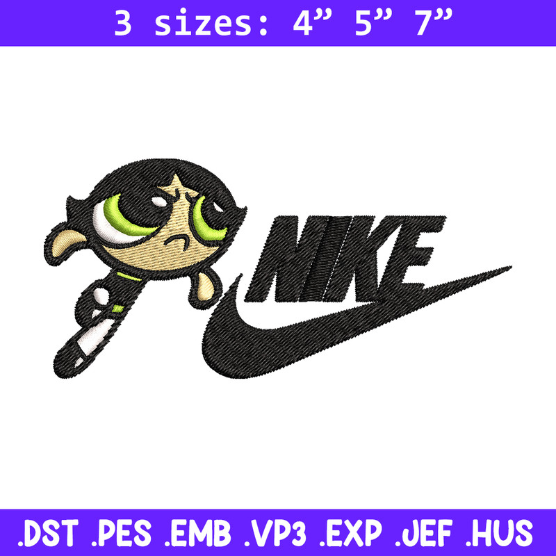 Buttercup Nike Embroidery design, Powerpuff Girls cartoon Embroidery, Nike design, Embroidery file, Instant download..jpg