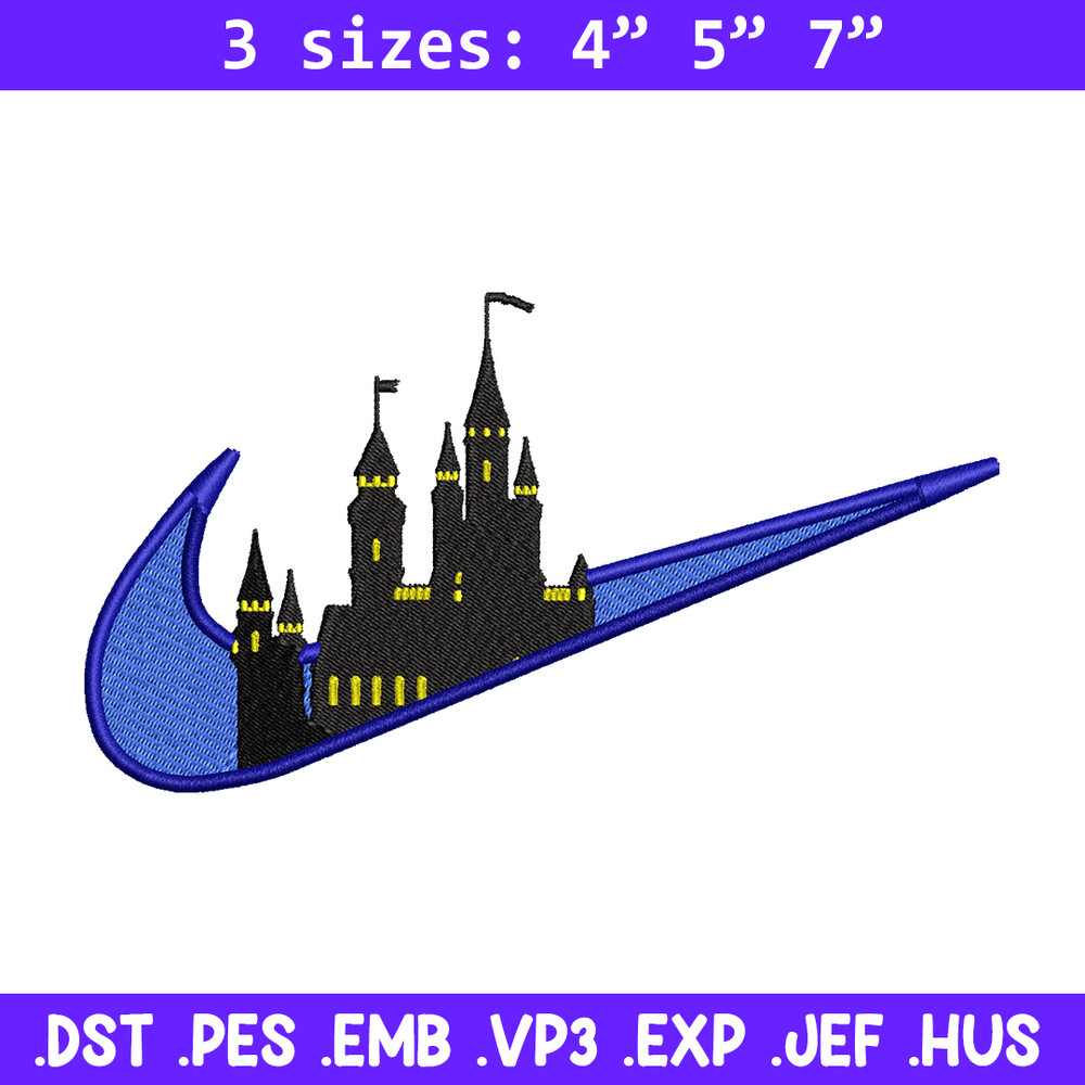 Castle Nike embroidery design, Castle embroidery, nike design, embroidery file, logo shirt, Digital download.jpg