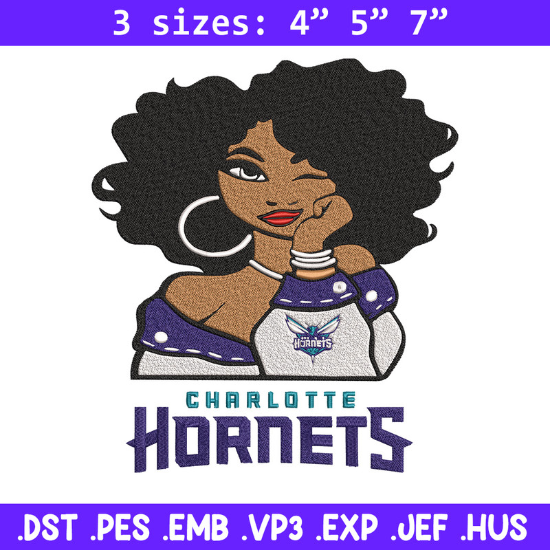 Charlotte Hornets girl embroidery design, NBA embroidery, Sport embroidery, Embroidery design, Logo sport embroidery..jpg