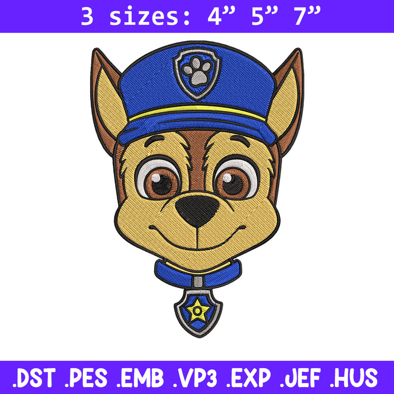 Chase dog Embroidery Design, Paw Patrol Embroidery, Embroidery File,Anime Embroidery, Anime shirt, Digital download.jpg