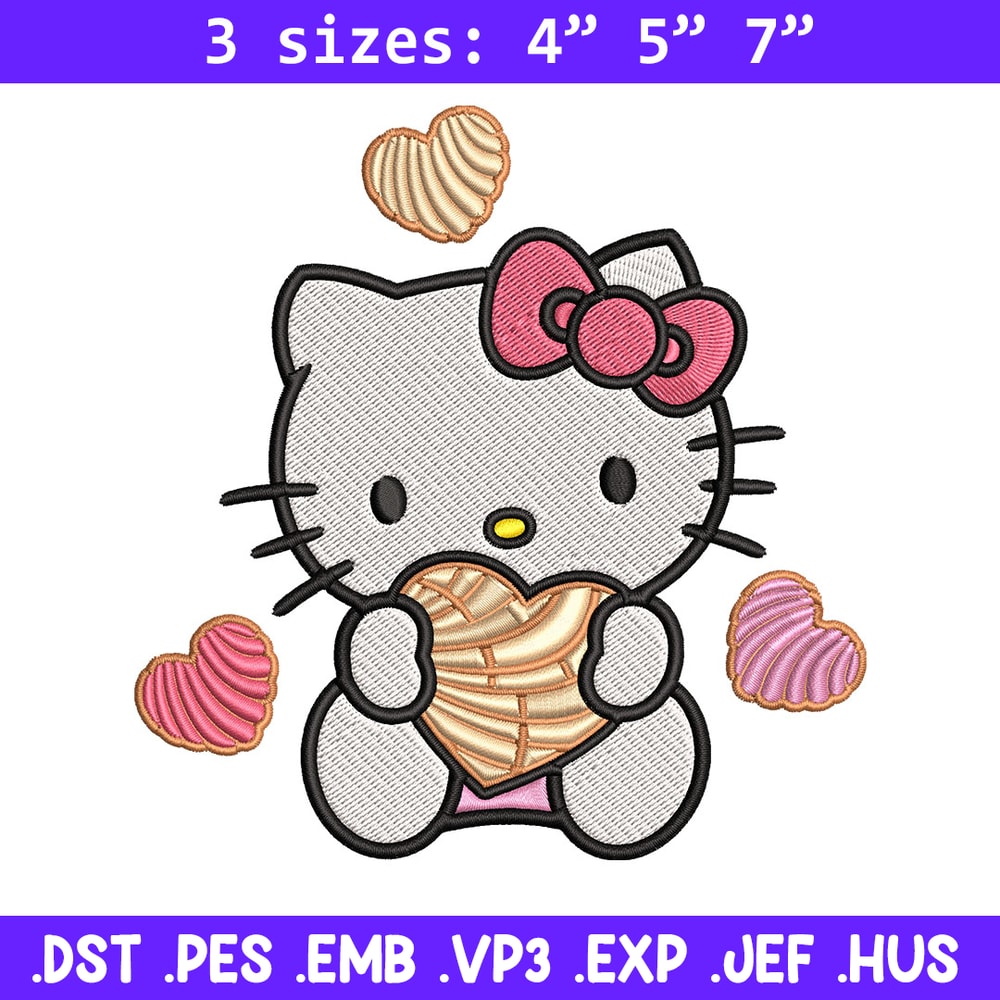 Concha Hello Kitty Embroidery Design, Hello Kitty cartoon Embroidery, Embroidery File, Cartoon shirt, Digital download..jpg