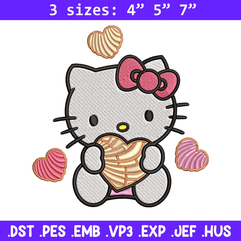 Concha Hello Kitty Embroidery Design, Hello Kitty cartoon Embroidery, Embroidery File, Cartoon shirt, Digital download..jpg