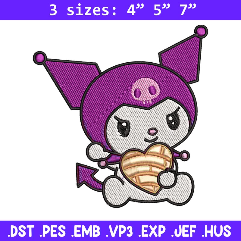 Concha Kuromi Embroidery Design, Kuromi cartoon Embroidery, Embroidery File, Cartoon shirt, Digital download..jpg