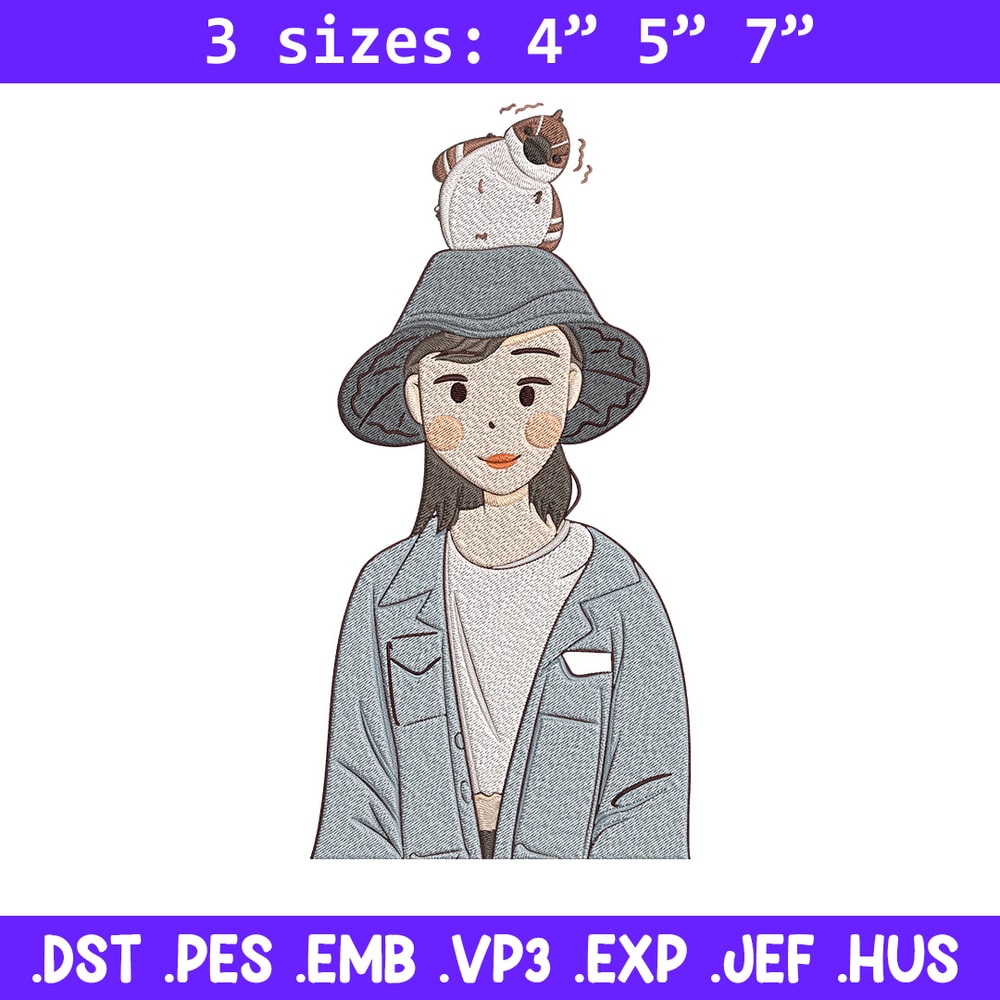 Cute girl Embroidery Design, Cartoon Embroidery, Embroidery File, Anime Embroidery, Anime shirt, Digital download.jpg