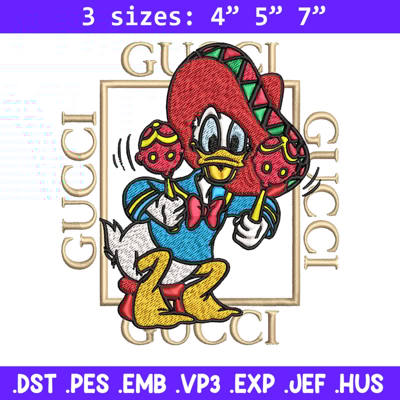 Daisy Donald Duck Gucci Embroidery design, Disney cartoon Embroidery, cartoon design, Embroidery File, Instant download..jpg