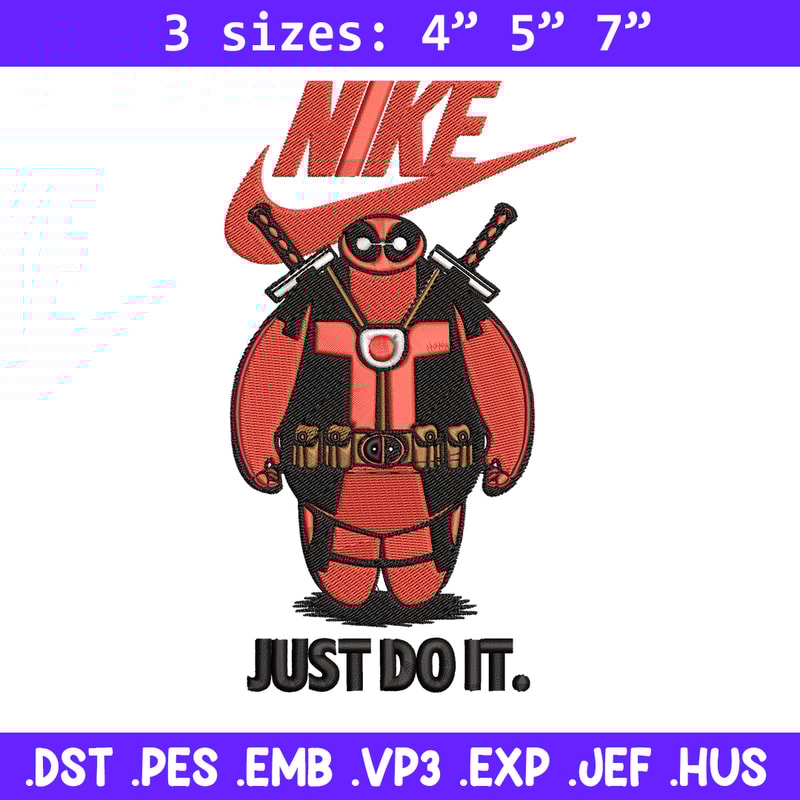 Deadpool funny Nike Embroidery design, Deadpool funny Embroidery, Nike design, Embroidery file, Instant download.jpg