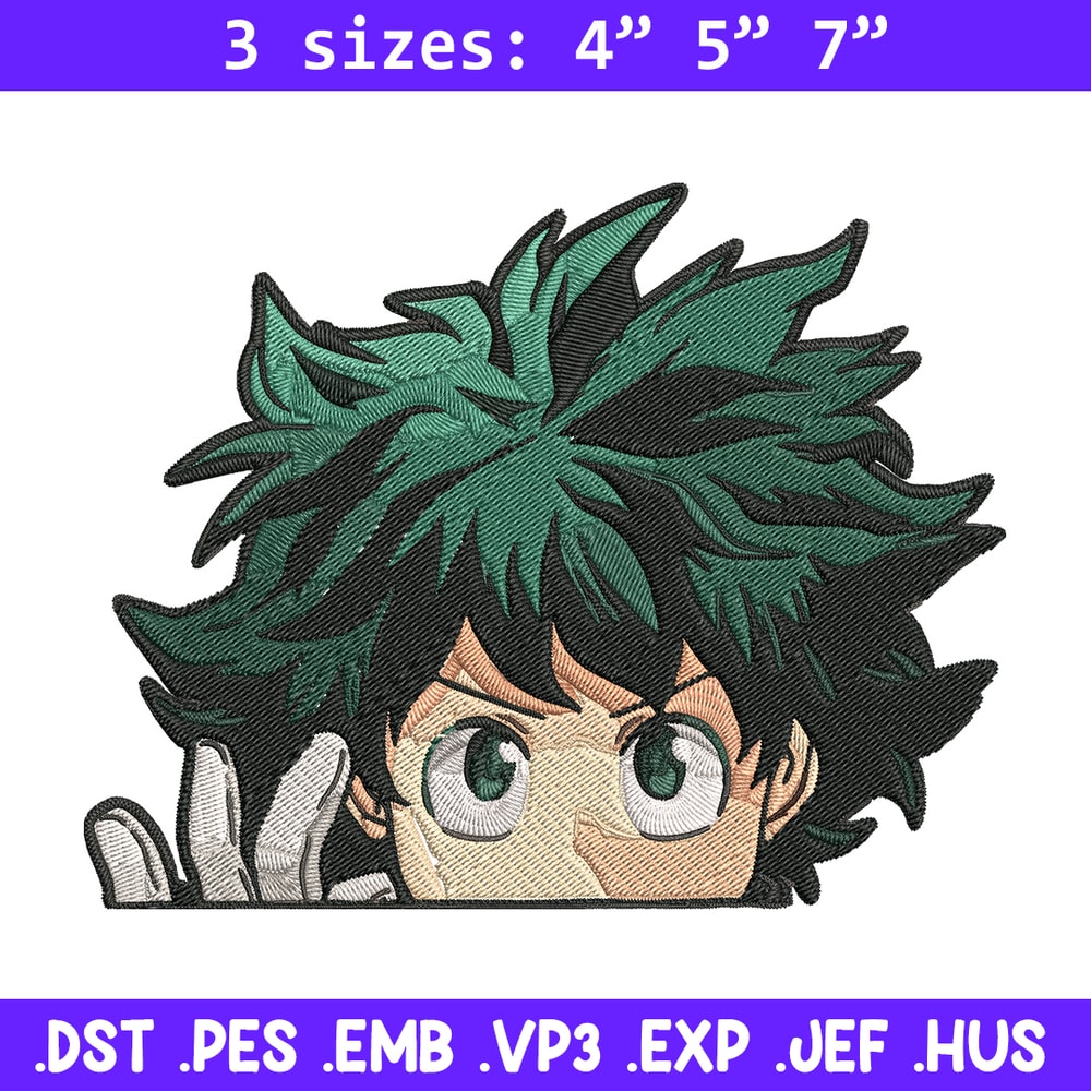 Deku Peek Embroidery Design, Mha Embroidery, Embroidery File, Anime Embroidery, Anime shirt, Digital download.jpg